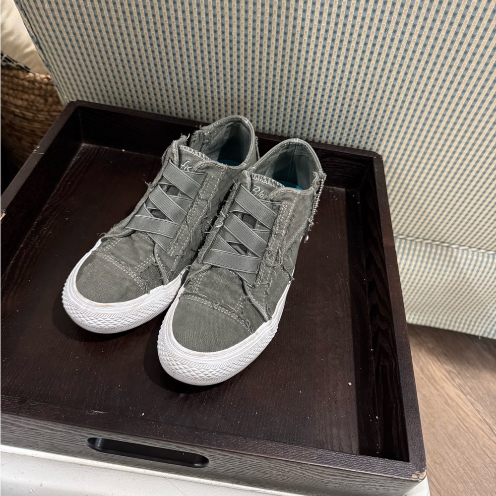 Gray High-Top Sneakers with White Rubber Soles